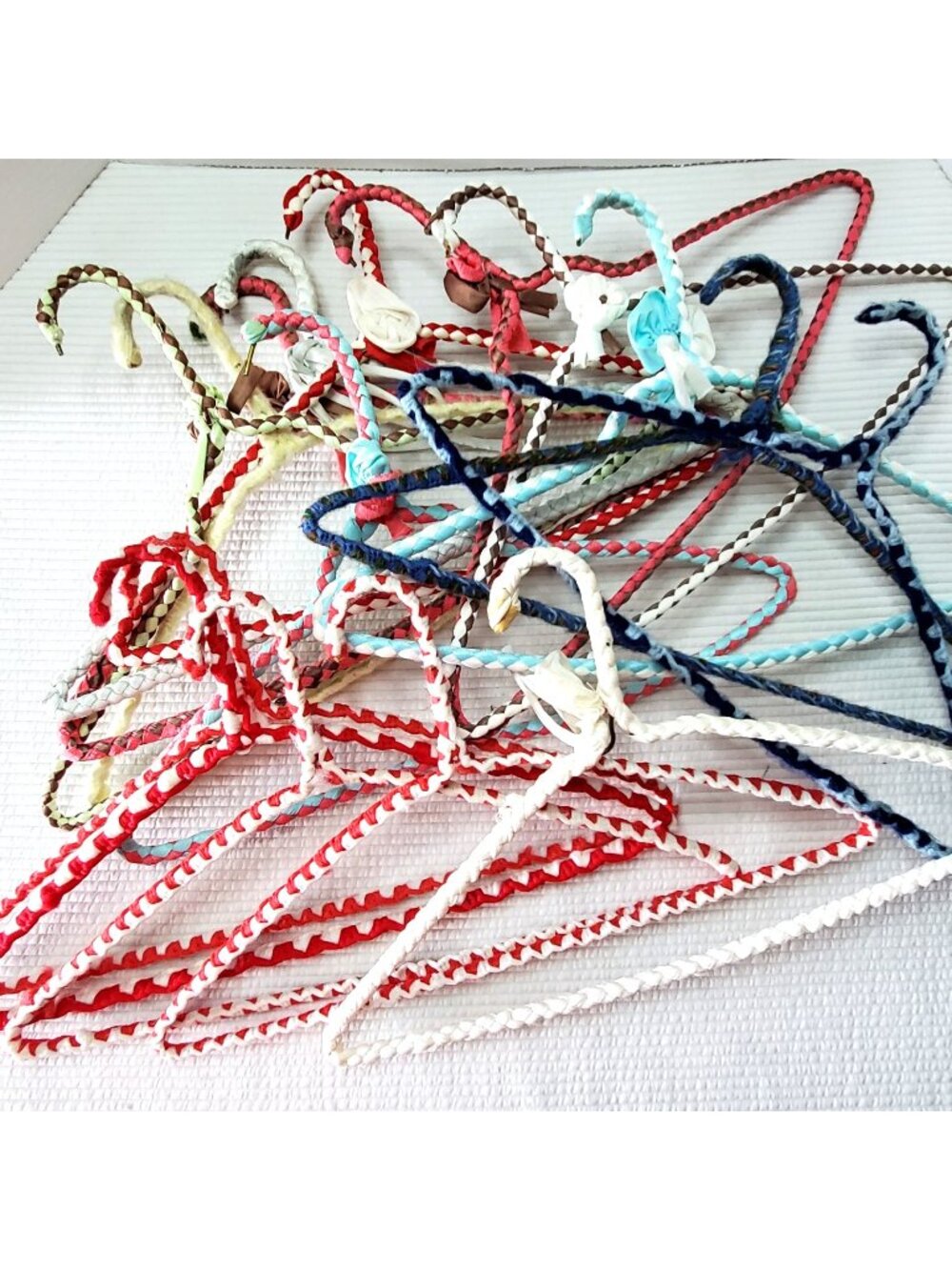 16 Braided Crochet Fabric Clothes Wire Hangers Vintage Yarn Handmade Cottagecore